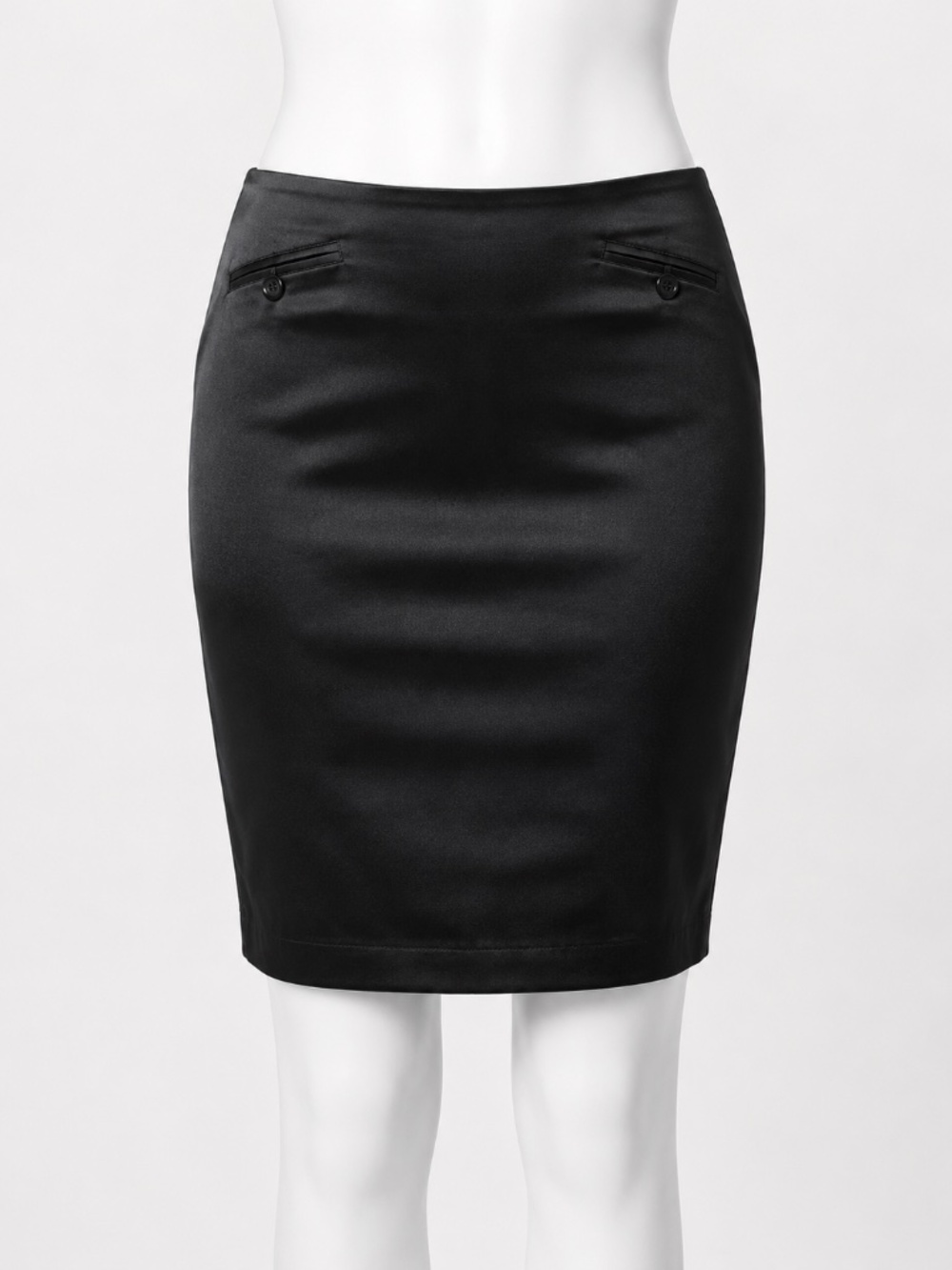 bebe Black Satin Pencil Skirt Size 4 Y2K Made in USA